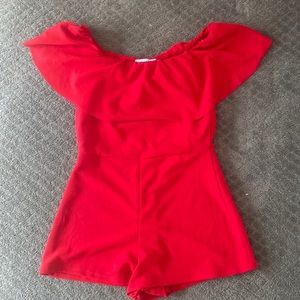 Red Off Shoulder Romper NWT XL